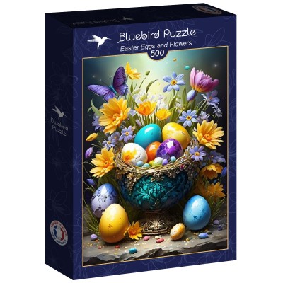 Puzzle 500 piese Bluebird - Easter Eggs and Flowers (Bluebird-Puzzle-F-90956)