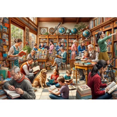Puzzle 2000 piese Bluebird - Rafael Trujillo: Bookstore (Bluebird-Puzzle-F-91001) 2