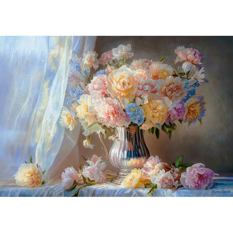 Puzzle 1500 piese Castorland - Art Collection - Pastel Peonies (Castorland-152278)