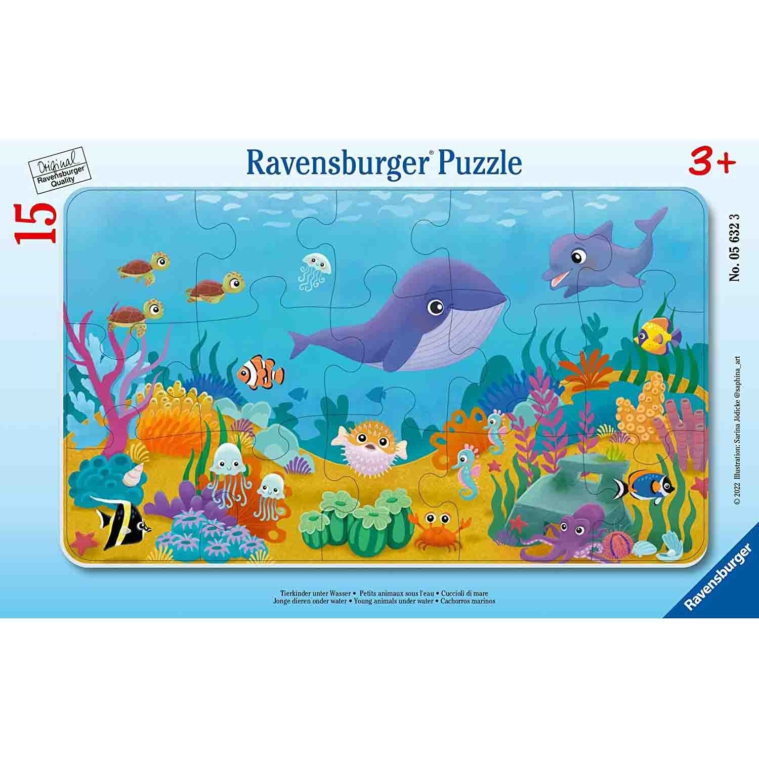 Puzzle 15 Piese Tip Ramă Ravensburger - Animalute Marine...
