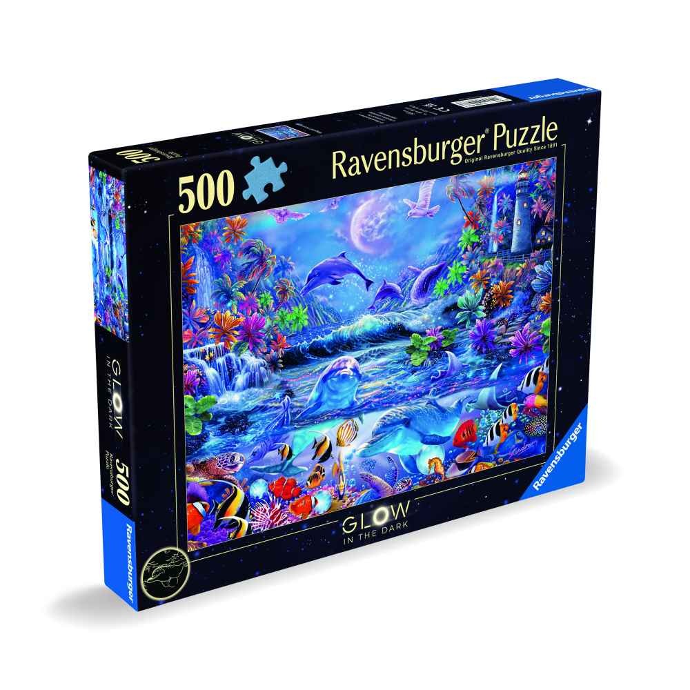 Puzzle 500 Piese Ravensburger - Animale Marine Straluceste in Intuneric (Ravensburger-00478)