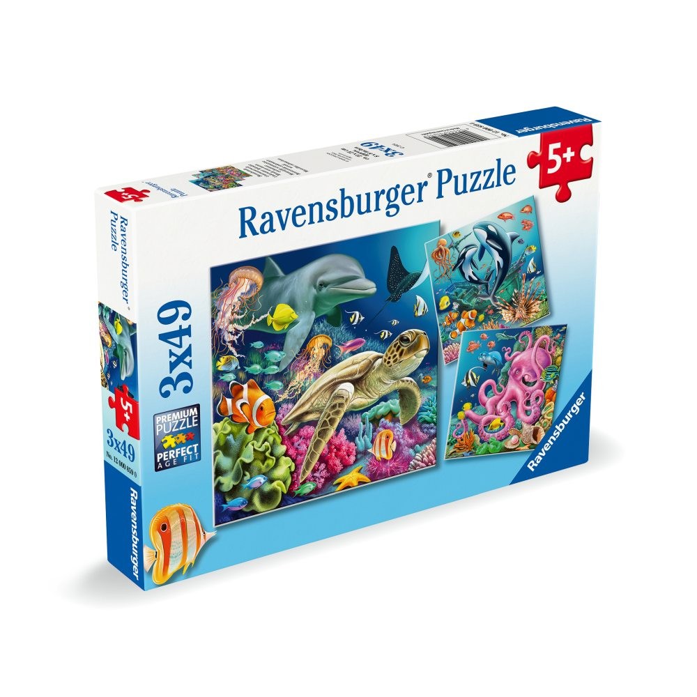 Puzzle 3x49 Piese Ravensburger - Animale in Lumea Subacvatica (Ravensburger-00859)