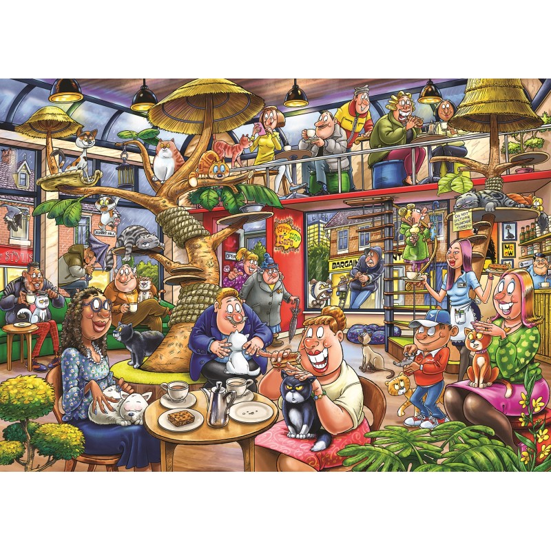 Puzzle 1000 piese Jumbo - Wasgij Mystery 28 - Feline Frenzy! (1000 pieces) (Jumbo-00506)