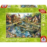 Puzzle 1000 piese Schmidt - Michele Farella:Village on the Edge of the Forest (Schmidt-58874)