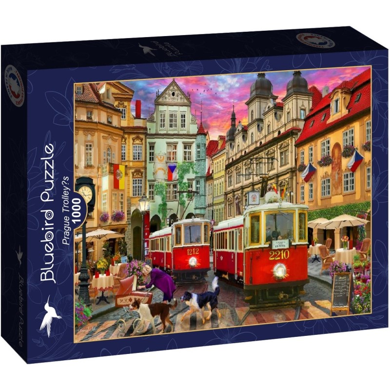 Puzzle 1000 piese Bluebird - David Maclean: Prague Trolley’s (Bluebird-Puzzle-F-91157)