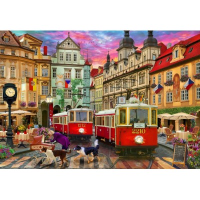 Puzzle 1000 piese Bluebird - David Maclean: Prague Trolley’s (Bluebird-Puzzle-F-91157) 2
