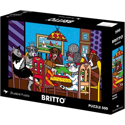 Puzzle 500 piese Bluebird - Romero Britto: Game Night (Bluebird-Puzzle-F-91165)
