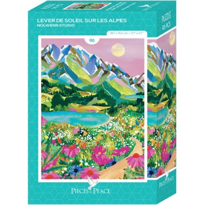 Puzzle 96 piese Pieces & Peace - Nolwenn Studio: Mini Puzzle - Lever de Soleil sur les Alpes (Pieces-Peace-F-00276)