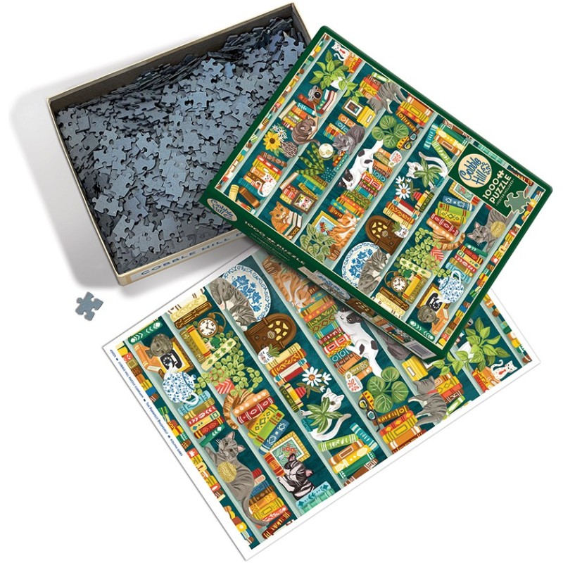 Puzzle 1000 piese Cobble Hill - The Purrfect Bookshelf (Cobble-Hill-40023)