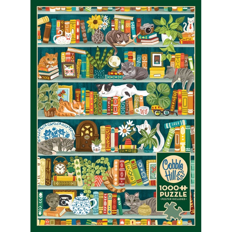 Puzzle 1000 piese Cobble Hill - The Purrfect Bookshelf (Cobble-Hill-40023)