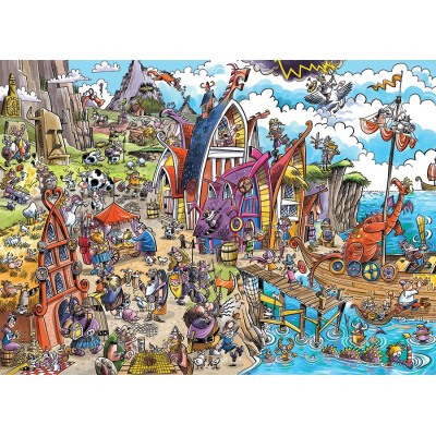 Puzzle 1000 piese Cobble Hill - DoodleTown: Viking Village (Cobble-Hill-44504) 2