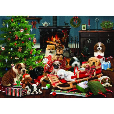 Puzzle 500 piese XXL Cobble Hill - Christmas Puppies (Cobble-Hill-45091) 2