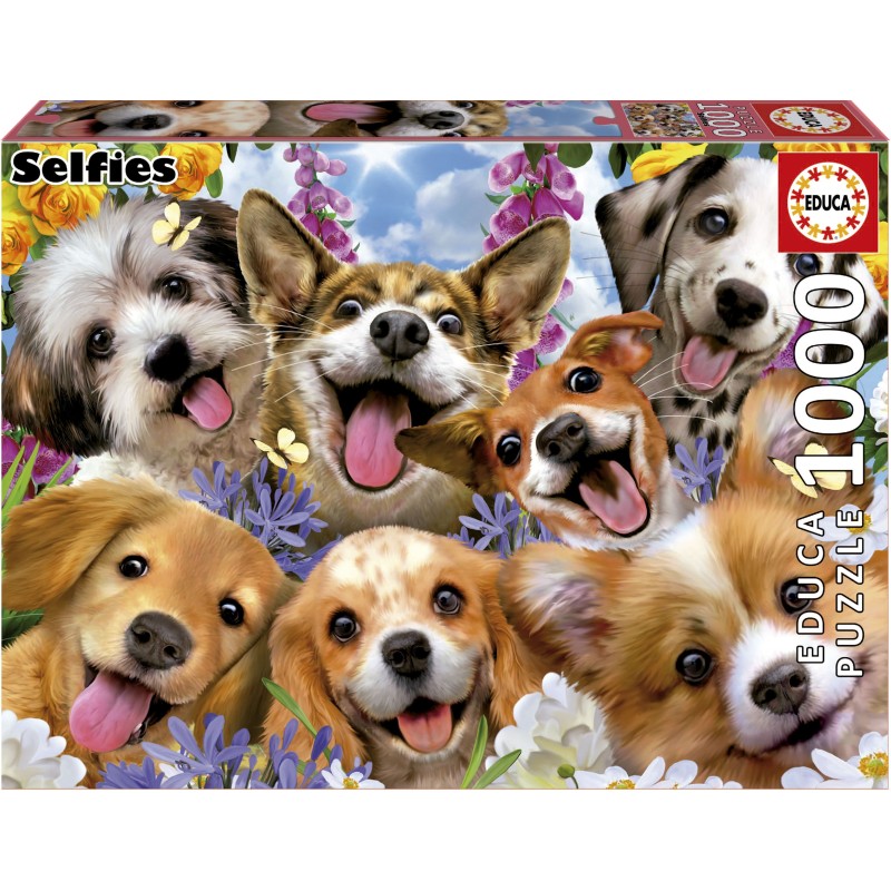 Puzzle 1000 piese Educa - Puppies Selfie. Howard Robinson (Educa-19931)