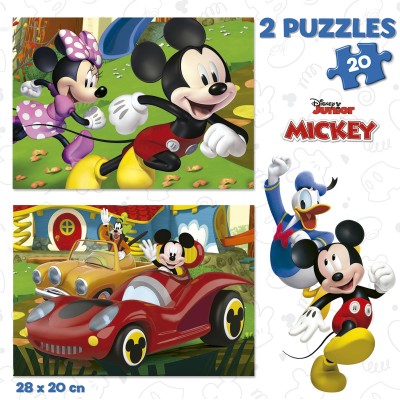 Puzzle 20 piese Educa - 2 Puzzles Mickey Mouse - Fun House (Educa-19311)