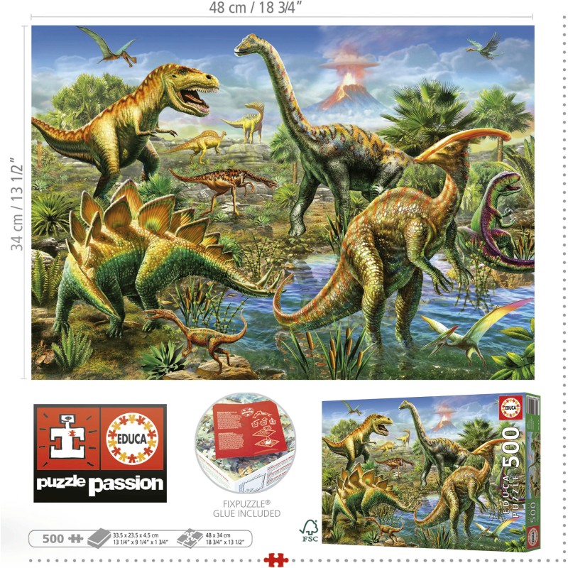Puzzle 500 piese Educa - Jurassic Playground (Educa-19903)