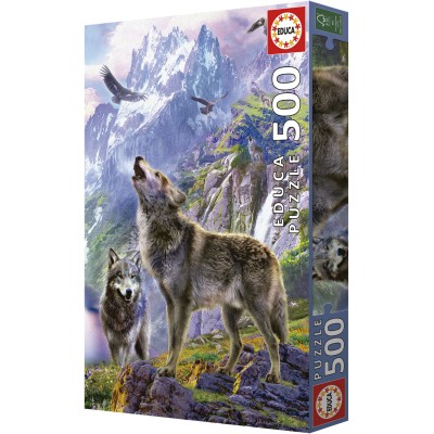 Puzzle 500 piese Educa - Wolves In The Rocks (Educa-19548)