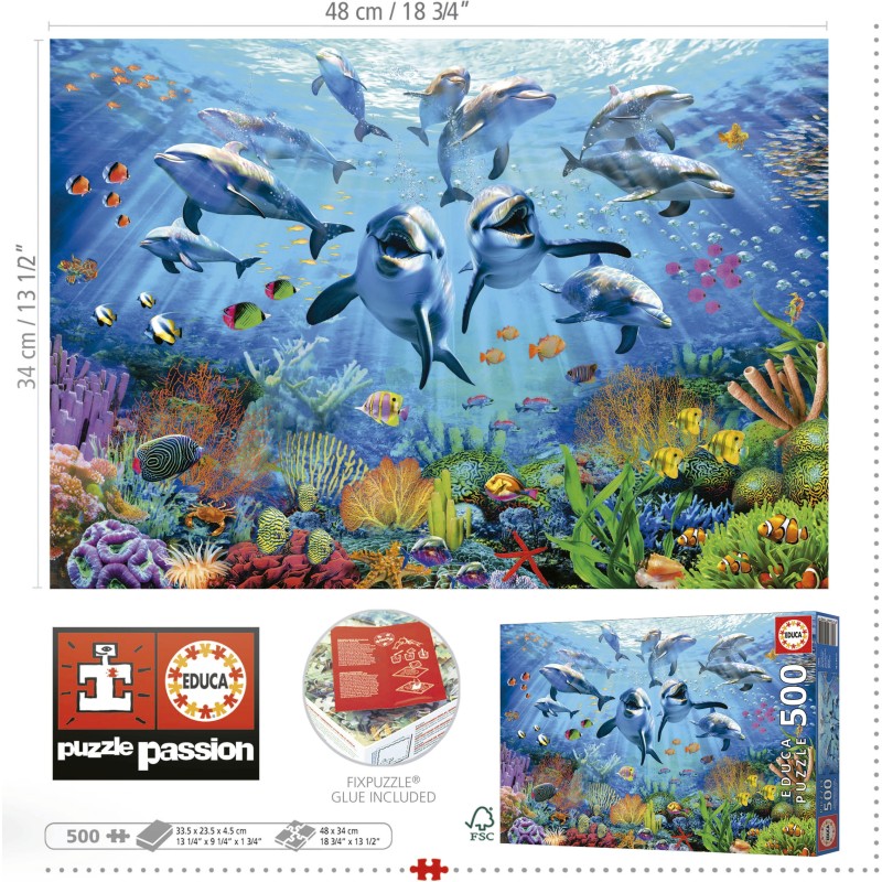 Puzzle 500 piese Educa - Party under the sea (Educa-19901)