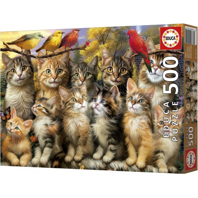 Puzzle 500 piese Educa - Kittens and Birds (Educa-20241)