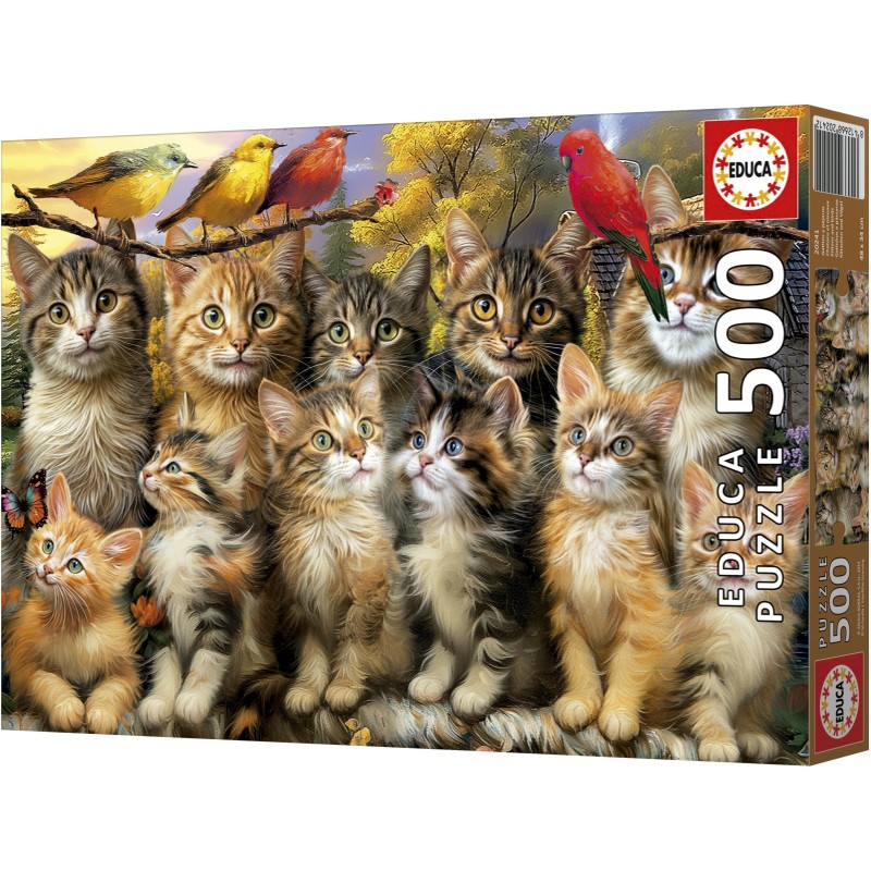 Puzzle 500 piese Educa - Kittens and Birds (Educa-20241)