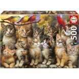 Puzzle 500 piese Educa - Kittens and Birds (Educa-20241)
