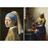 Puzzle 1000 piese Educa - Johannes Vermeer: Girl with a Pearl Earring & The Milkmai (Educa-20309)