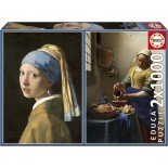 Puzzle 1000 piese Educa - Johannes Vermeer: Girl with a Pearl Earring & The Milkmai (Educa-20309)