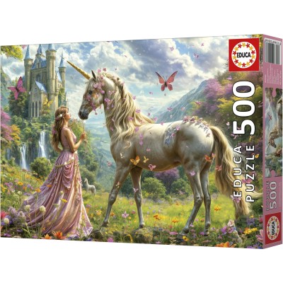 Puzzle 500 piese Educa - Fairies, Unicorns and Butterflies (Educa-20243)