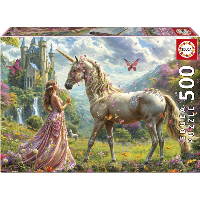 Puzzle 500 piese Educa - Fairies, Unicorns and Butterflies (Educa-20243)