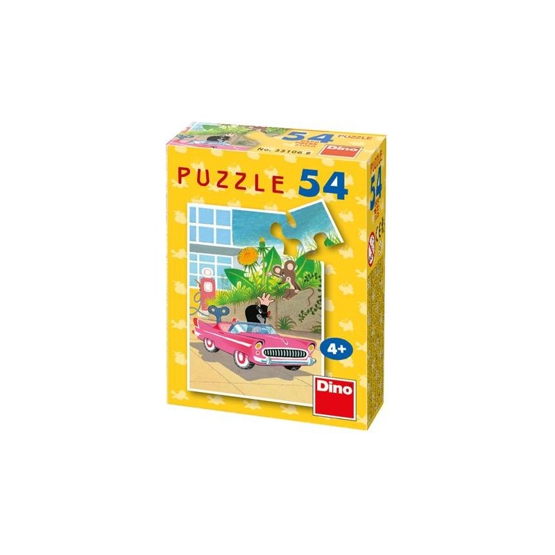 Puzzle 54 piese Dino - Mini Puzzle - The Little Mole: Pink Car (Dino-33106-VoitureRose)