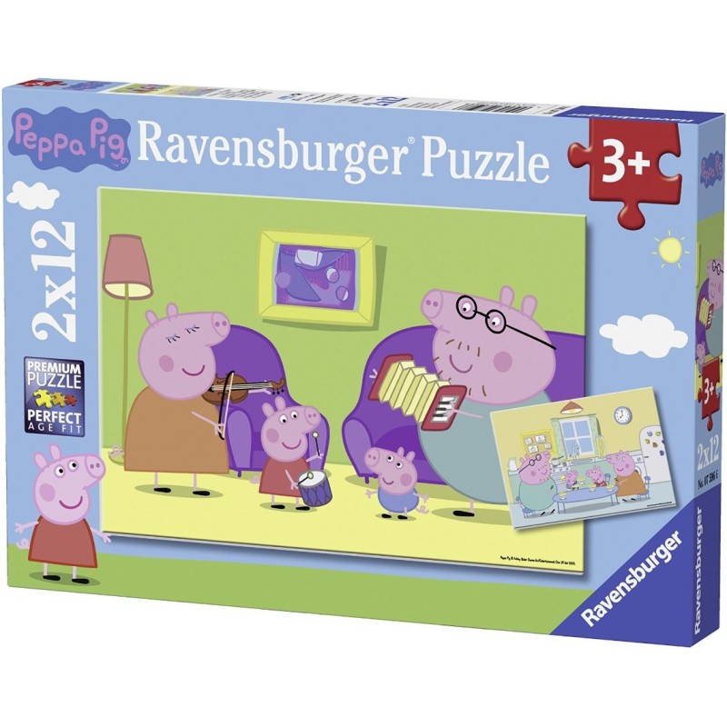 Puzzle 12 piese Ravensburger - 2 Jigsaw Puzzle - Peppa Pig (Ravensburger-07596)