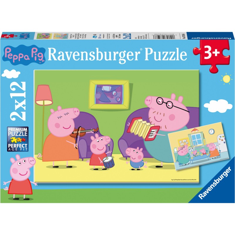 Puzzle 12 piese Ravensburger - 2 Jigsaw Puzzle - Peppa Pig (Ravensburger-07596)