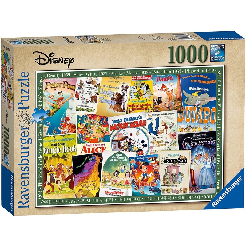 Puzzle 1000 piese Ravensburger - Vintage Posters Disney (Ravensburger-00689)