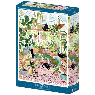 Puzzle 500 piese Pieces & Peace - Sabina Fenn: Botanical Cats (Pieces-Peace-F-00284)