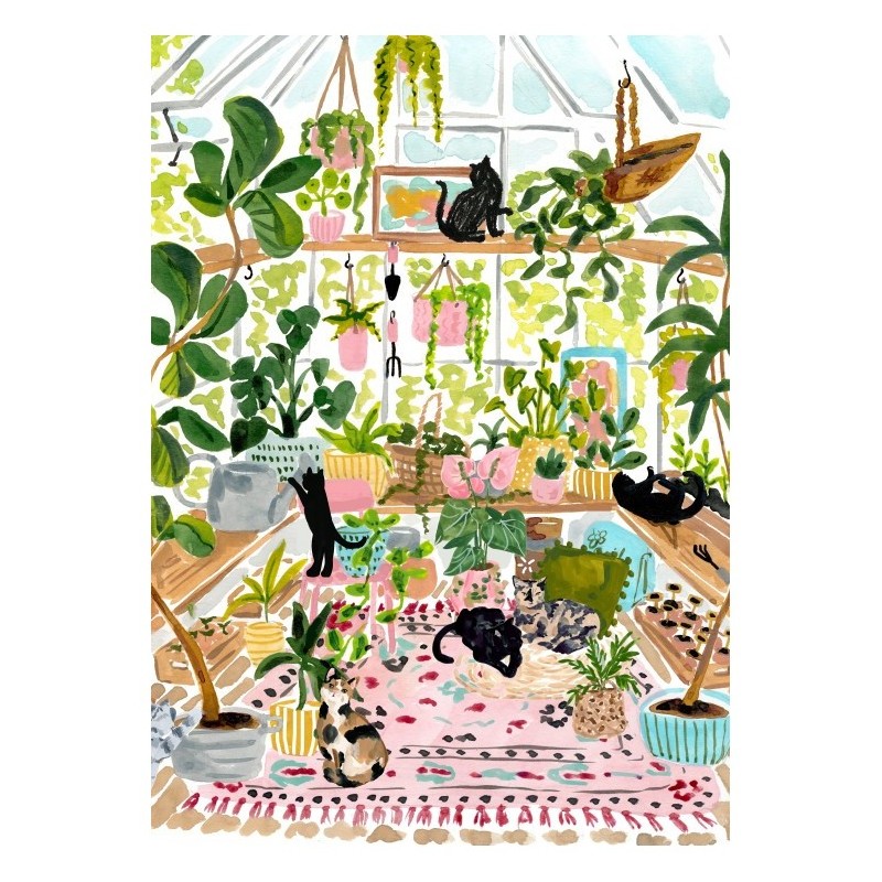 Puzzle 500 piese Pieces & Peace - Sabina Fenn: Botanical Cats (Pieces-Peace-F-00284)