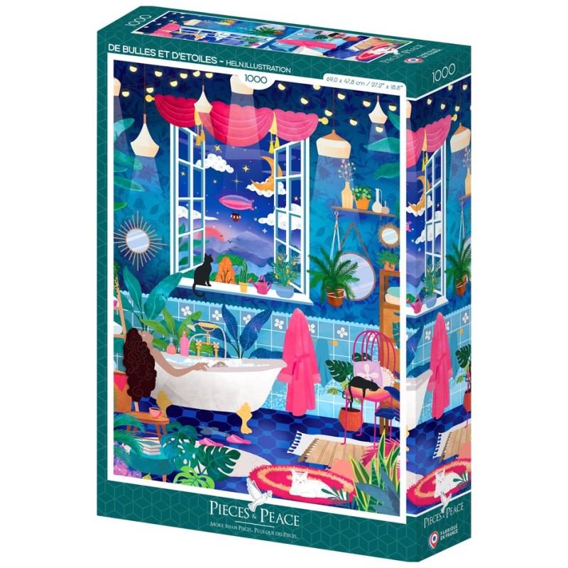 Puzzle 1000 piese Pieces & Peace - Heln.illustration: Bubbles and Stars (Pieces-Peace-F-00287)