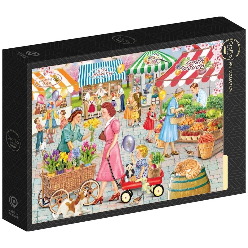 Puzzle 1000 piese Grafika - Rosiland Solomon: Smallburg Spring Market (Grafika-33782)