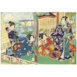Puzzle 1000 piese Grafika - Utagawa Kunichika - Prince Genji Visiting a Residen (Grafika-33783)