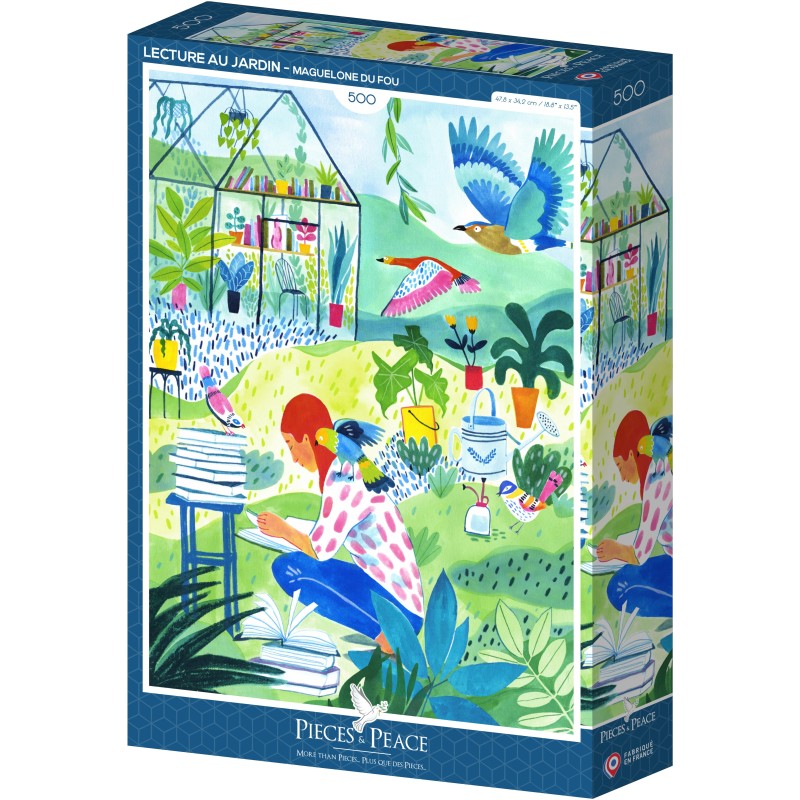 Puzzle 500 piese Pieces & Peace - Maguelone du Fou: Reading in the Garden (Pieces&Peace-00294)