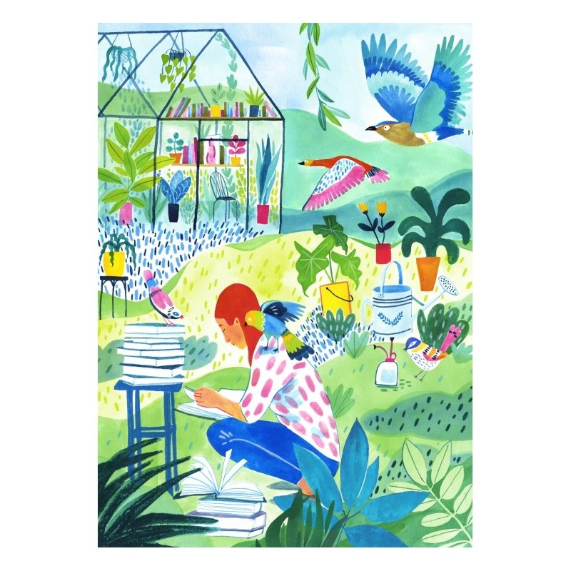 Puzzle 500 piese Pieces & Peace - Maguelone du Fou: Reading in the Garden (Pieces&Peace-00294)