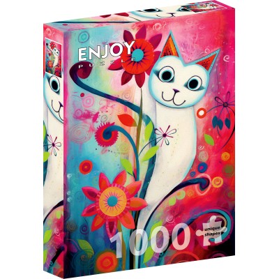 Puzzle 1000 piese ENJOY - A Happy White Cat (Enjoy-2293)