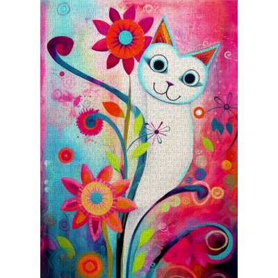 Puzzle 1000 piese ENJOY - A Happy White Cat (Enjoy-2293) 2