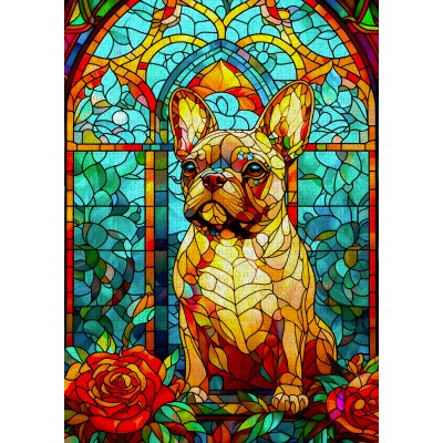 Puzzle 1000 piese ENJOY - French Bulldog Stained Glass... 2