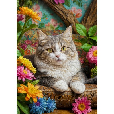 Puzzle 1000 piese ENJOY - Cat in Bloom (Enjoy-2343) 2