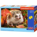 Puzzle Castorland -Hedgehog in Autumn Leaves, 180 Piese
