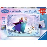 Puzzle Ravensburger -Frozen Surori Pentru Totdeauna, 2X24 Piese (09115)