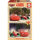 Puzzle din lemn Educa -Cars, 2X50 Piese (16372)