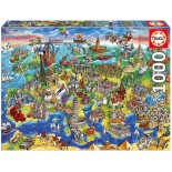 Puzzle Educa -European World, 1000 Piese, Include Lipici Puzzle (16752)