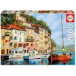 Puzzle Educa -La Barca Rossa Alla Calata, Guido Borelli, 2000 Piese, Include Lipici Puzzle (16776)