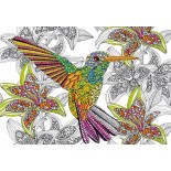 Puzzle de colorat Educa -Hummingbird, 300 Piese, Include Lipici Puzzle (17083)