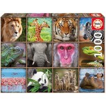 Puzzle Educa -Wild Animals Collage, 1000 Piese, Include Lipici Puzzle (17656)
